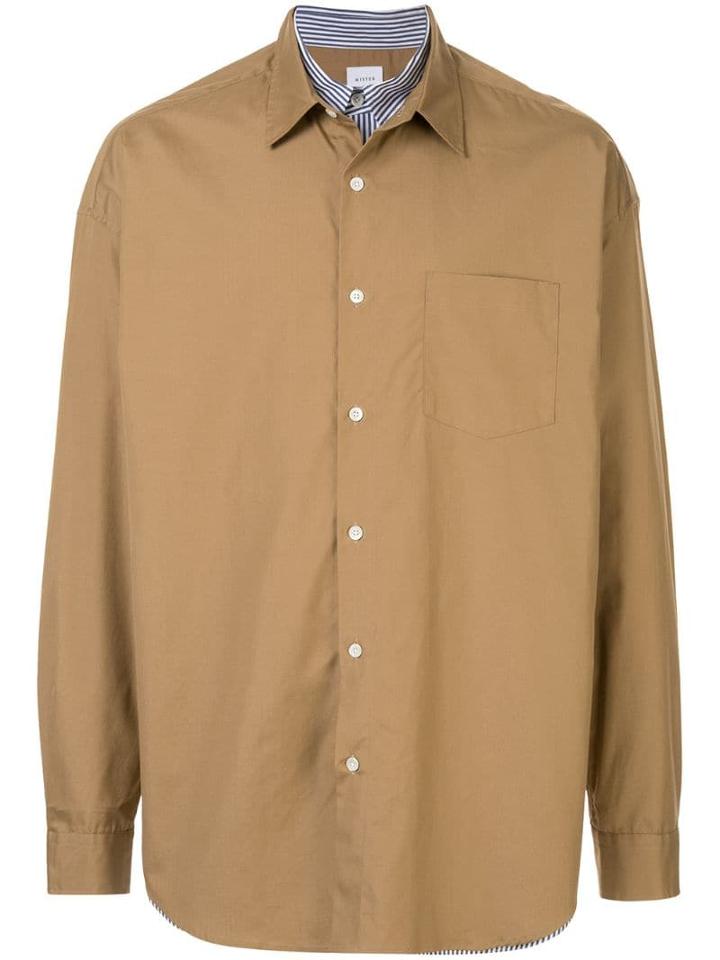 Mr. Gentleman Double Front Shirt. - Brown
