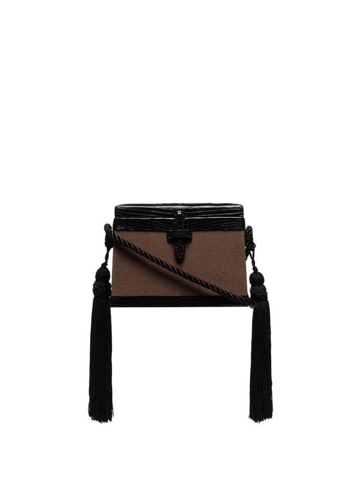 Hunting Season Brown Mini Square Trunk Leather Tassel Bag