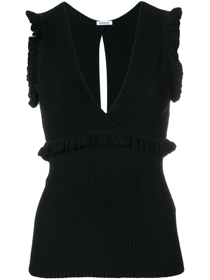 P.a.r.o.s.h. Fitted Ruffle Top - Black
