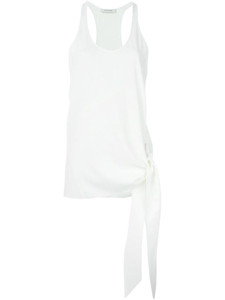 Cédric Charlier Side Tie Tank Top, Women's, Size: 40, White, Polyester/polyurethane