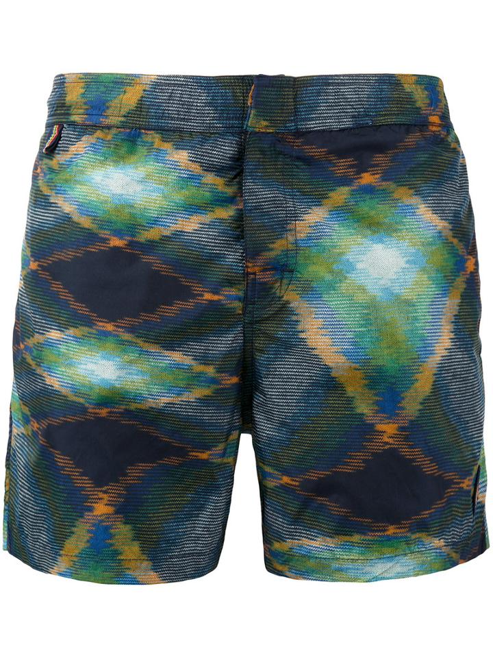 Missoni Geometric Print Swim Shorts, Men's, Size: Large, Green, Polyamide
