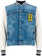 Balmain Denim Body Varsity Jacket - Blue