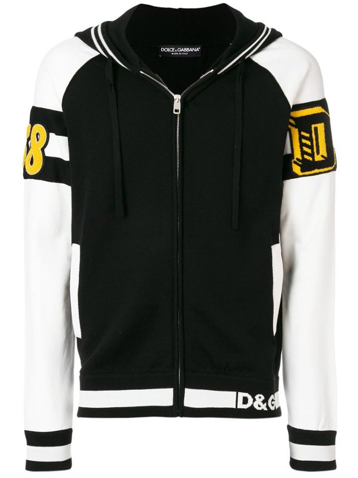 Dolce & Gabbana Logo Printed Zipped Hoodie - Black