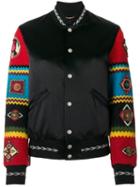 Saint Laurent Teddy Jacket With Embroidered Sleeves - Black