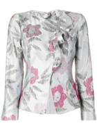 Armani Collezioni - Floral Jacquard Jacket - Women - Silk/polyester - 40, Women's, Grey, Silk/polyester