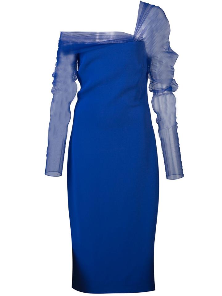 Cushnie Off-the-shoulder Midi Dress - Blue