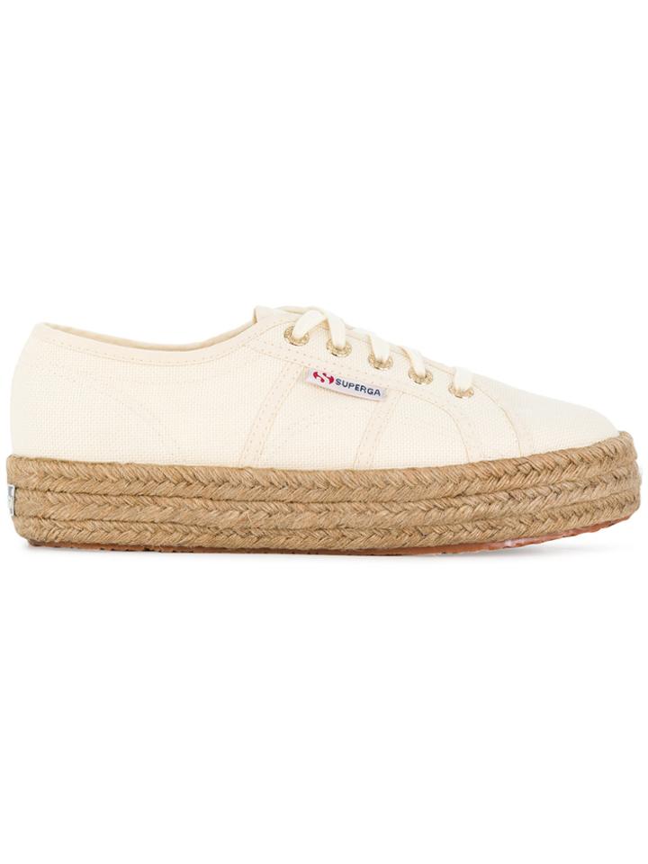 Superga Woven Sole Platform Sneakers - Nude & Neutrals
