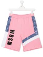 Msgm Kids Logo Print Shorts - Pink & Purple