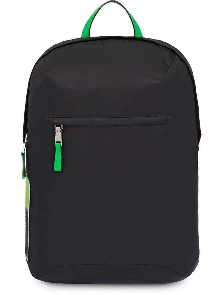 Prada Black And Green Large Logo Backpack