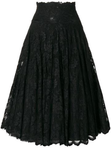 Olvi S Flared Lace-embroidered Skirt - Black