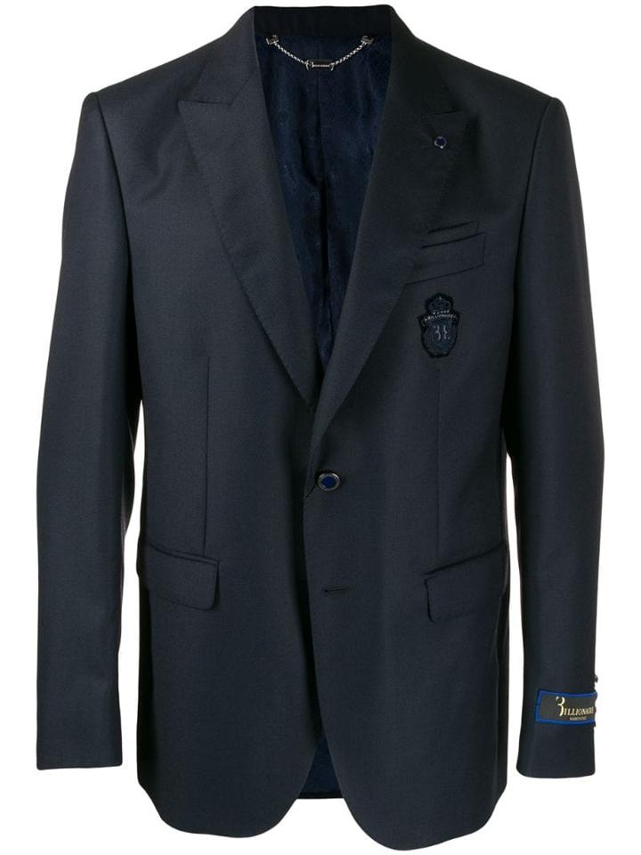 Billionaire Crest Patch Blazer - Blue