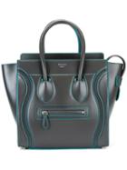 Céline Contrast Tote Bag, Women's, Grey, Calf Leather