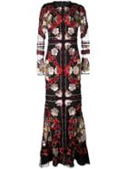 Alexander Mcqueen Embroidered Evening Dress - Black