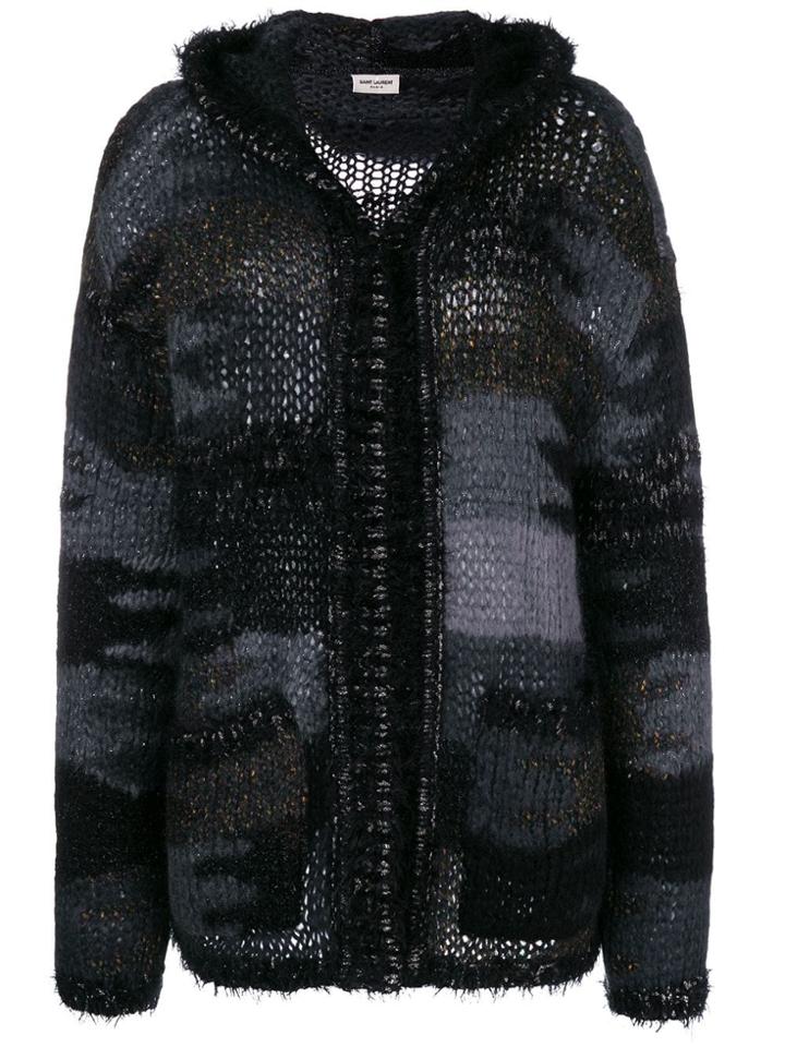 Saint Laurent Camouflage Long-sleeve Cardigan - Black