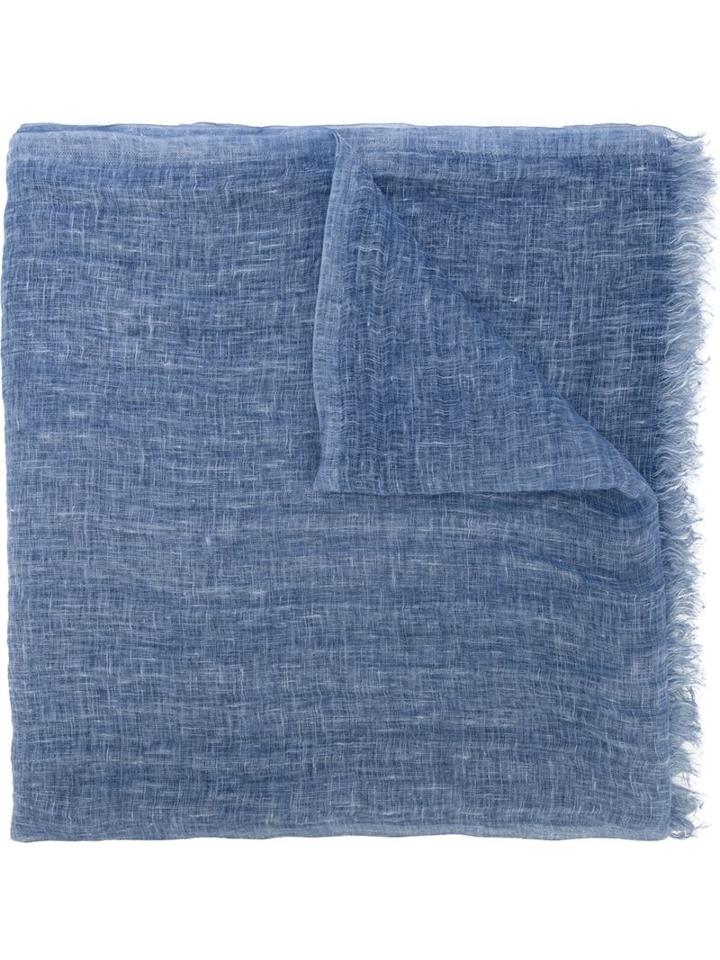 Ermanno Scervino Frayed Edge Scarf, Women's, Blue, Linen/flax