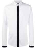 Les Hommes Grossgrain Trim Shirt, Men's, Size: 54, White, Cotton/spandex/elastane