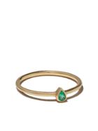 White Bird 18kt Yellow Gold Solitaire Camille Ring - Gold / Green