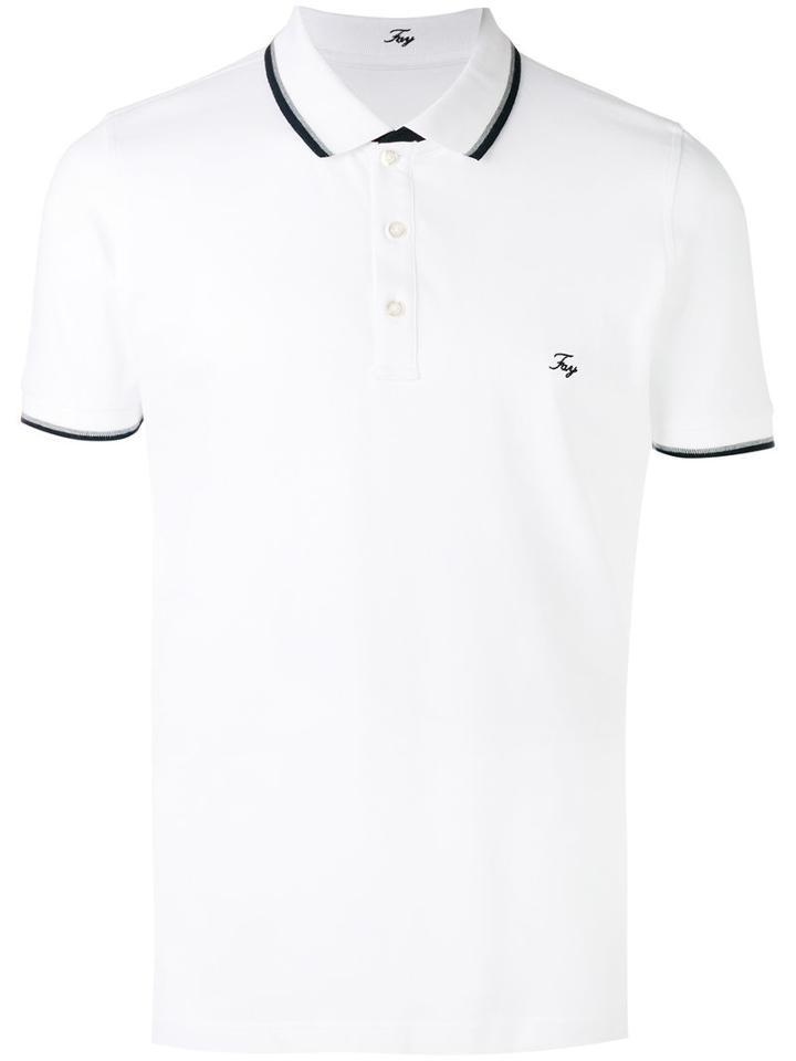Fay - Contrast Trim Logo Embroidered Polo Shirt - Men - Cotton/spandex/elastane - L, White, Cotton/spandex/elastane
