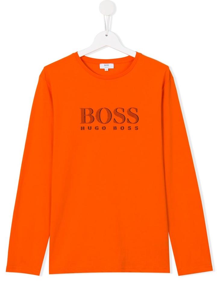 Boss Kids Logo Print T-shirt, Boy's, Size: 16 Yrs, Yellow/orange