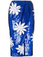 Filles A Papa High-waisted Floral Sequin Embellished Skirt - Blue