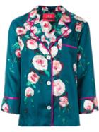 For Restless Sleepers Floral Print Pyjama Shirt, Women's, Size: Xs, Green, Silk