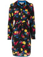 Dvf Diane Von Furstenberg Floral Print Shirt Dress - Black