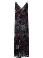 Adam Lippes - 'burnout' Floral V-neck Dress - Women - Viscose - 4, Women's, Black, Viscose