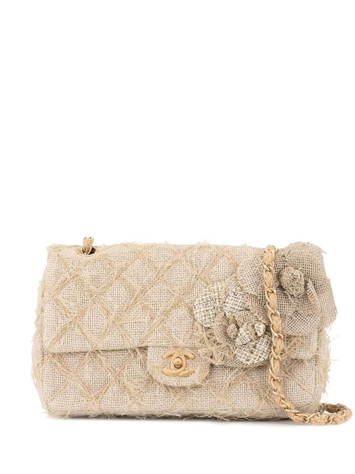 Chanel Pre-owned Cc Camellia Double Chain Shoulder Bag - Brown