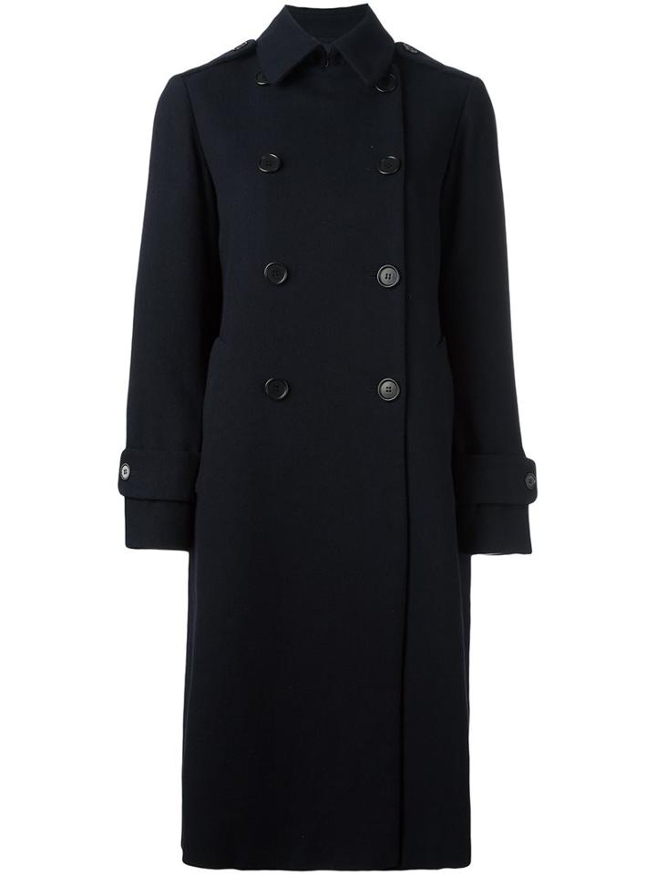 Aspesi Double Breasted Coat, Women's, Size: 42, Blue, Cotton/polyester/cupro/other Fibres