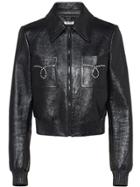 Miu Miu Glossy Nappa Leather Jacket - Black