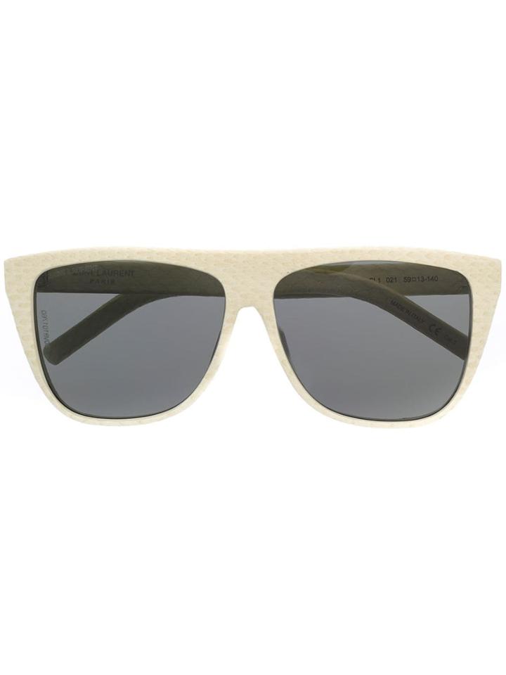 Saint Laurent Eyewear Snakeskin Effect Square Sunglasses - Neutrals
