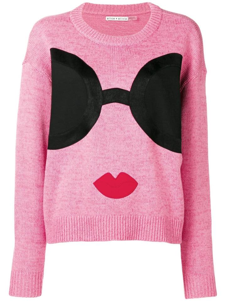 Alice+olivia Face Intarsia Jumper - Pink & Purple