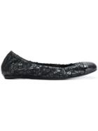 Lanvin Floral Toe Cap Ballerina Shoes - Black