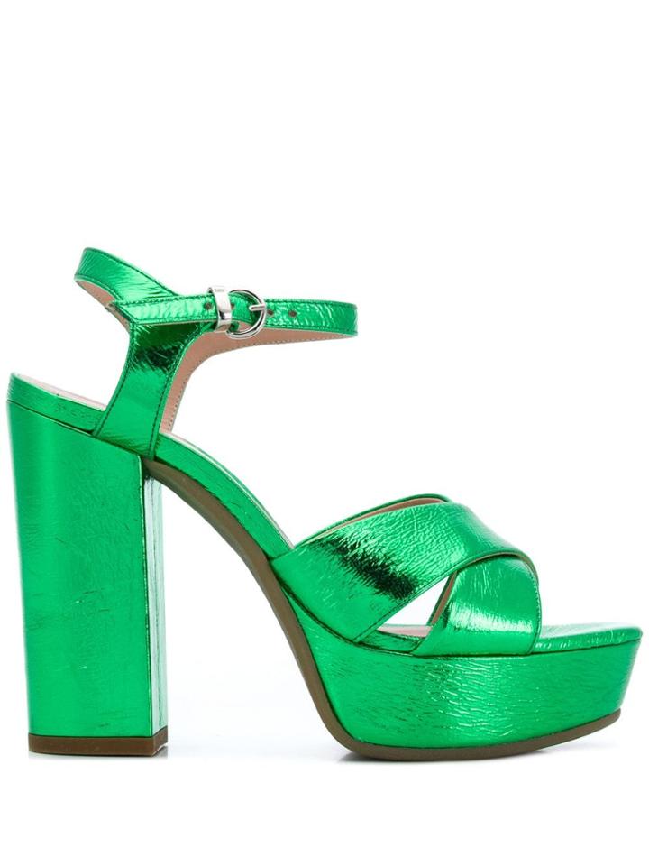 Pollini Green Platform Sandals