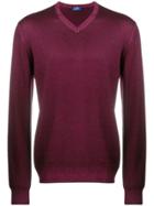 Barba Knit V-neck Sweater - Purple