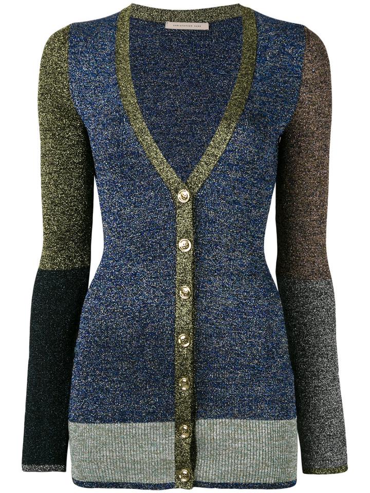 Christopher Kane - Lurex Cardigan - Women - Nylon/polyester/metallized Polyester/viscose - M, Blue, Nylon/polyester/metallized Polyester/viscose