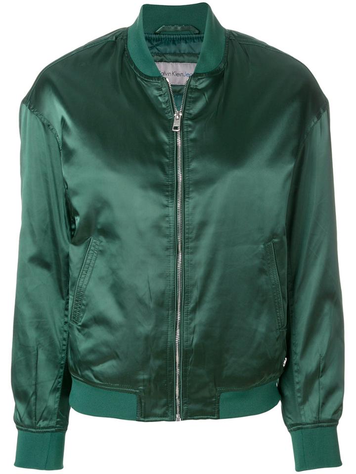 Calvin Klein Jeans Satin Bomber Jacket - Green