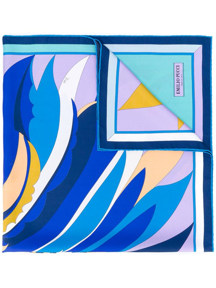 Emilio Pucci - Printed Scarf - Women - Silk - One Size, Blue, Silk