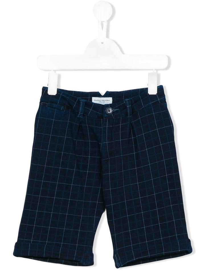 Paolo Pecora Checked Chino Shorts, Boy's, Size: 10 Yrs, Blue