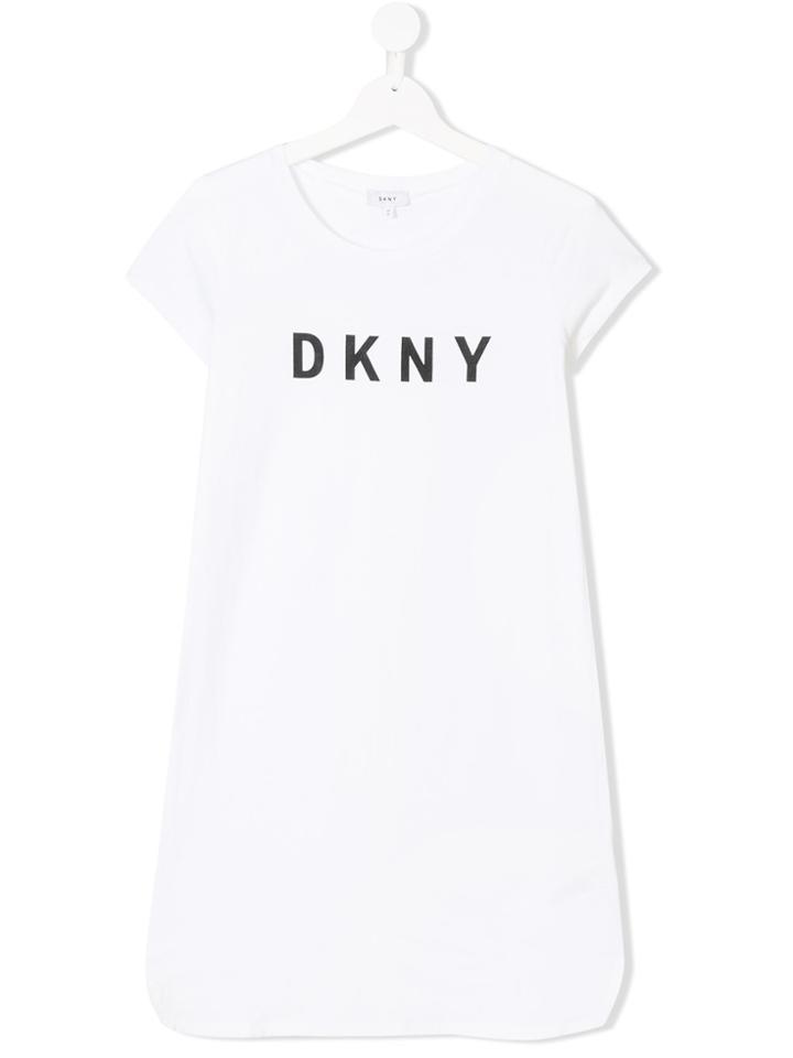 Dkny Kids Logo Print Dress - White