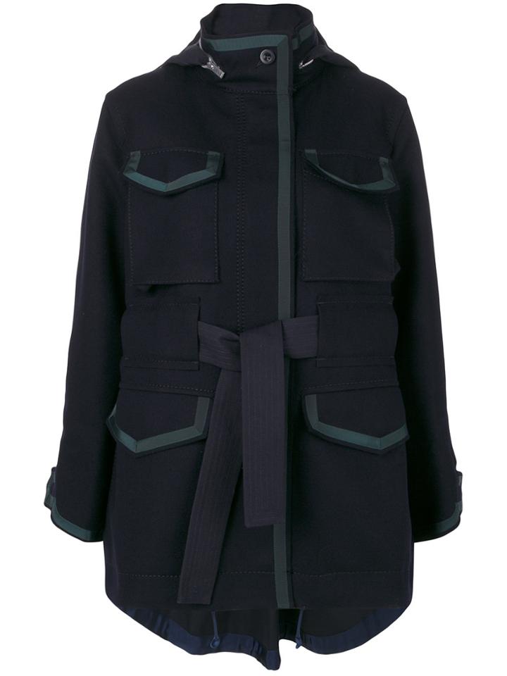 Sacai Belted Midi Parka - Blue