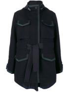 Sacai Belted Midi Parka - Blue