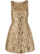 Alice+olivia Sequin Embroidered Mini Dress - Gold