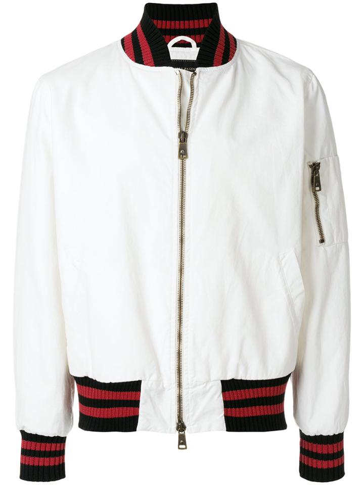 Gabriele Pasini Striped Detail Bomber Jacket - White
