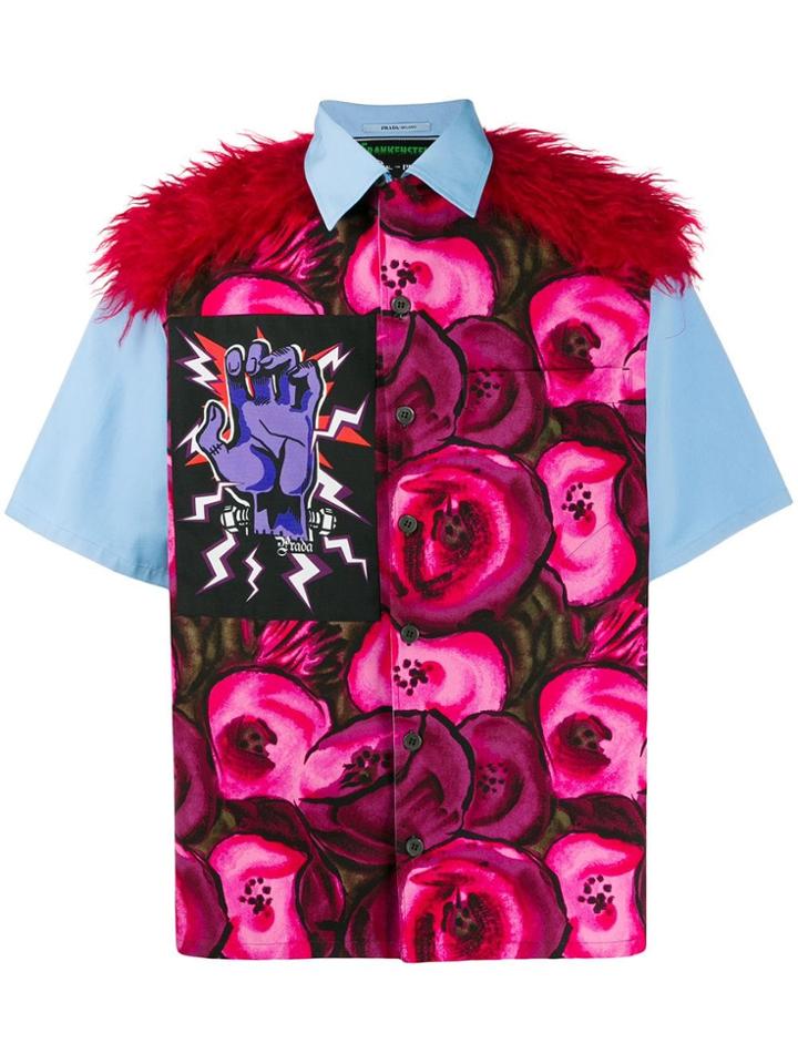 Prada X Frankenstein Universal Textured Printed Shirt - Blue