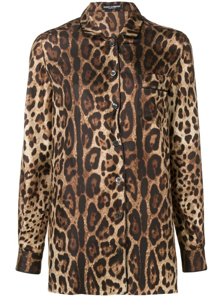 Dolce & Gabbana Printed Longsleeved Blouse - Brown