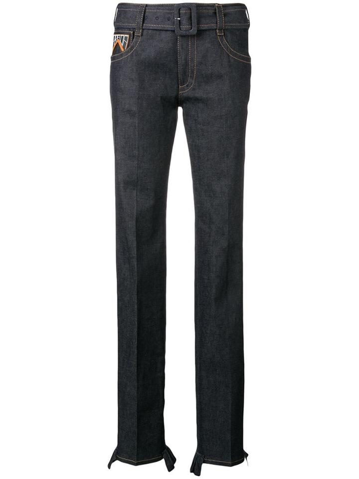 Prada Slim Fit Ruched Hem Jeans - Blue