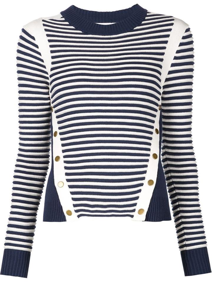 Veronica Beard Striped Button Sweater
