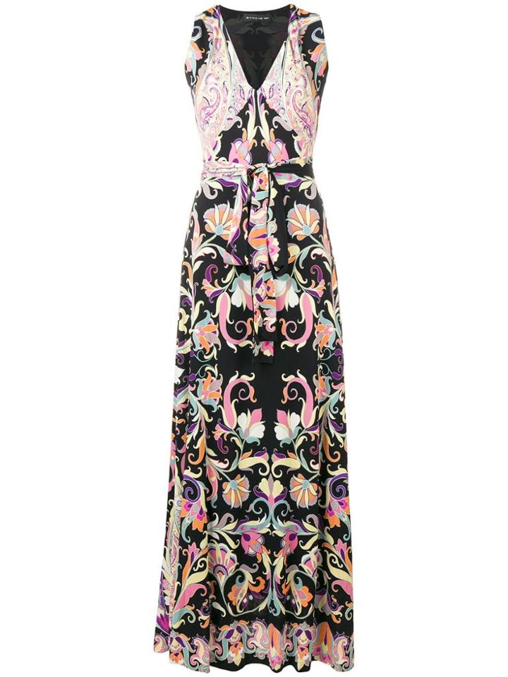 Etro Tie Front Graphic Maxi Dress - Black