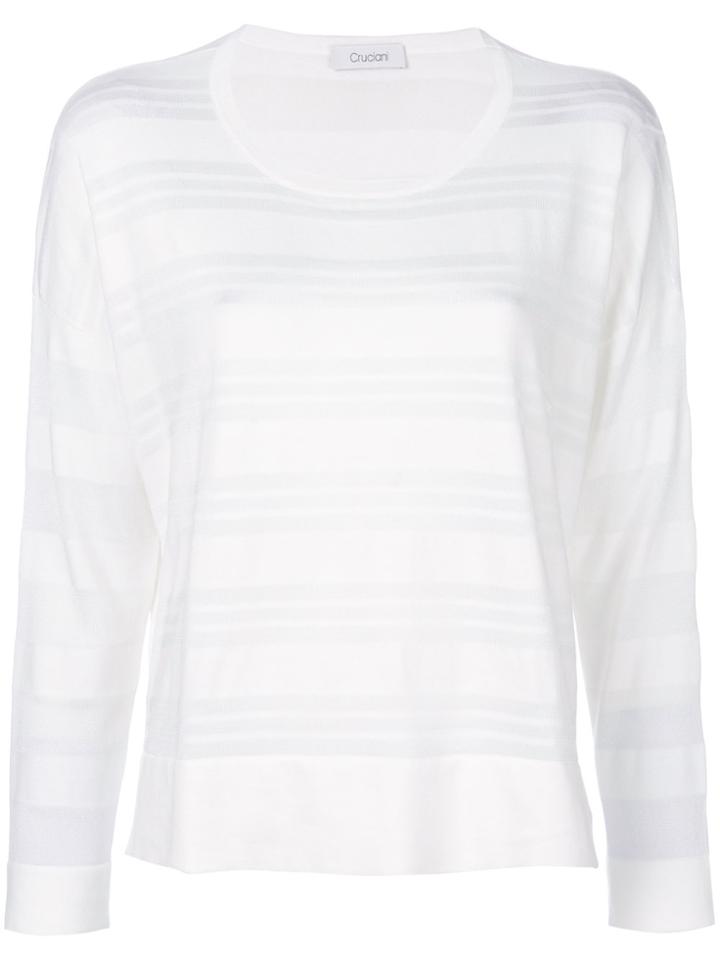 Cruciani Long Sleeved Stripe Top - White